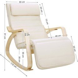 Gyngestol i birketr� med justerbar fodst�tte - beige stof