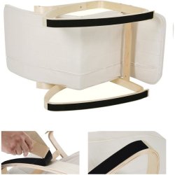 Gyngestol i birketr� med justerbar fodst�tte - beige stof