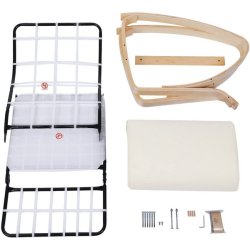 Gyngestol i birketr� med justerbar fodst�tte - beige stof