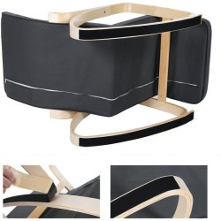 Gyngestol i birketr� med justerbar fodst�tte - m�rkegr� stof