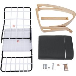 Gyngestol i birketr� med justerbar fodst�tte - m�rkegr� stof