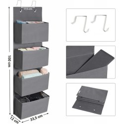 Hngende garderobe i stof - 4 frithngende opbevaringslommer