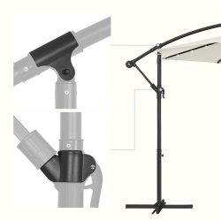 Parasol  3 meter - hngeparasol  300 cm med LED-lys - beige
