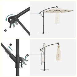 Parasol  3 meter - hngeparasol  300 cm med LED-lys - beige