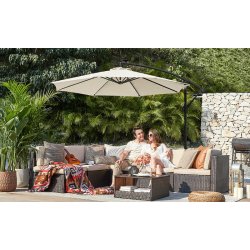 Parasol  3 meter - hngeparasol  300 cm med LED-lys - beige