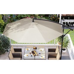 Parasol  3 meter - hngeparasol  300 cm med LED-lys - beige