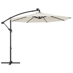 Parasol  3 meter - hngeparasol  300 cm med LED-lys - beige