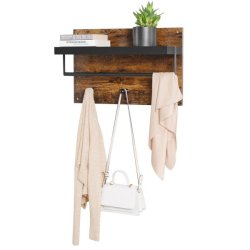 Hattehylde med knagerkke - vghngt hylde - rustik brun og sort
