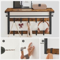 Knager�kke med b�jlestang og hattehylde 80x30 cm - rustik brun