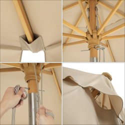 Trparasol  300 cm med tilt - rund 3 M haveparasol - taupe