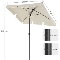 Altanparasol - rektangulr 2x1,25 M balkon parasol - beige