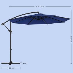 Hngeparasol  3 meter - parasol  300 cm - bl haveparasol