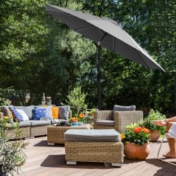 Haveparasol 3 M med LED-lys - rund  300 cm parasol - gr