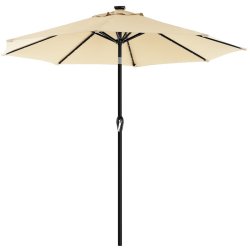 Haveparasol 3 M med LED-lys - rund  300 cm parasol - beige