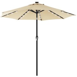 Haveparasol 3 M med LED-lys - rund  300 cm parasol - beige