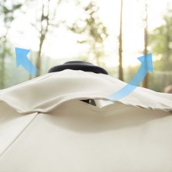 Haveparasol 3 M med krank - rund  300 cm parasol - beige