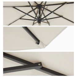 Haveparasol 3 M med krank - rund  300 cm parasol - beige