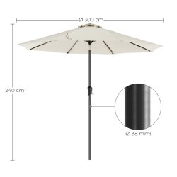 Haveparasol 3 M med krank - rund  300 cm parasol - beige