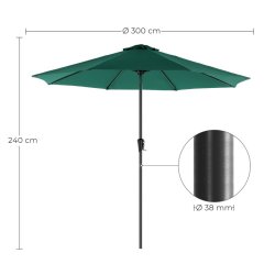 Haveparasol 3 M med krank - rund  300 cm parasol - grn