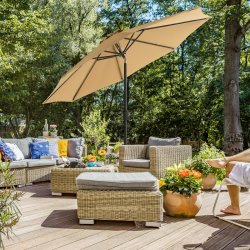 Haveparasol 3 M med krank - rund  300 cm parasol - taupe