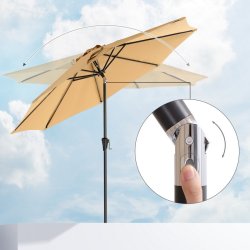 Haveparasol 3 M med krank - rund  300 cm parasol - taupe