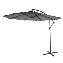 Hngeparasol  300 cm med krank, tilt og hejs - antracit gr parasol  3 meter