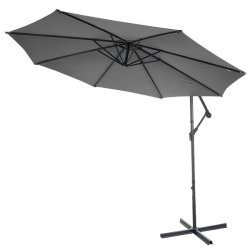 Hngeparasol  300 cm med krydsfod og fliser - antracit gr parasol  3 meter