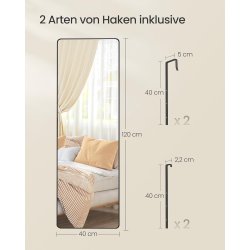 Helkropsspejl 120 x 40 cm - ophngt helfigur spejl