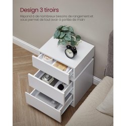 Sengebord med LED-lys - sidebord - hjrnebord - hvid 35x40x55