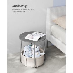 Sidebord - rundt hjrnebord med stofkurv - gr 45 x H50 cm