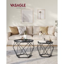 Sofabordss�t - 2 sideborde - runde sofaborde - sorte glasbord