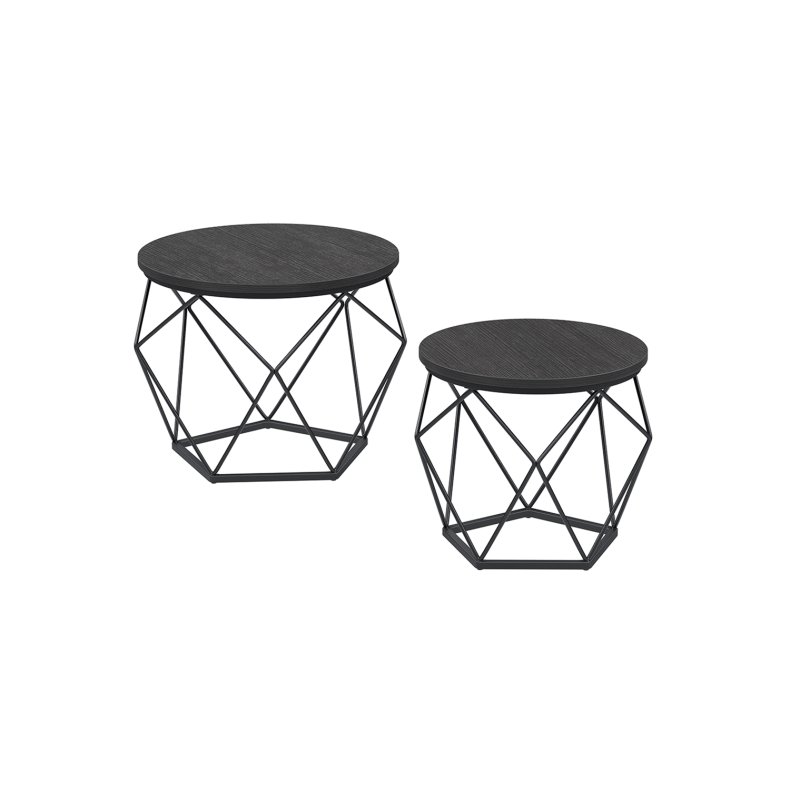Sofabordsst - 2 sideborde - runde sofaborde - sort