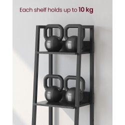 Reol - stigereol i industrielt design - sort 170 x 30 x 34