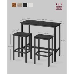 Barbord med 2 skamler - h�jbord med 2 barstole - sort