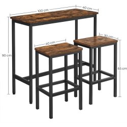 Barbord med 2 skamler - hjbord med 2 barstole - rustik brun