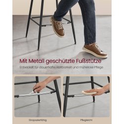 Barstole med ergonomisk l�ders�de og rygl�n - 2 stk - sort