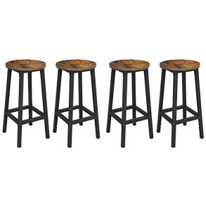 Barstol - 4 barstole med rundt sde og metalben - rustik brun