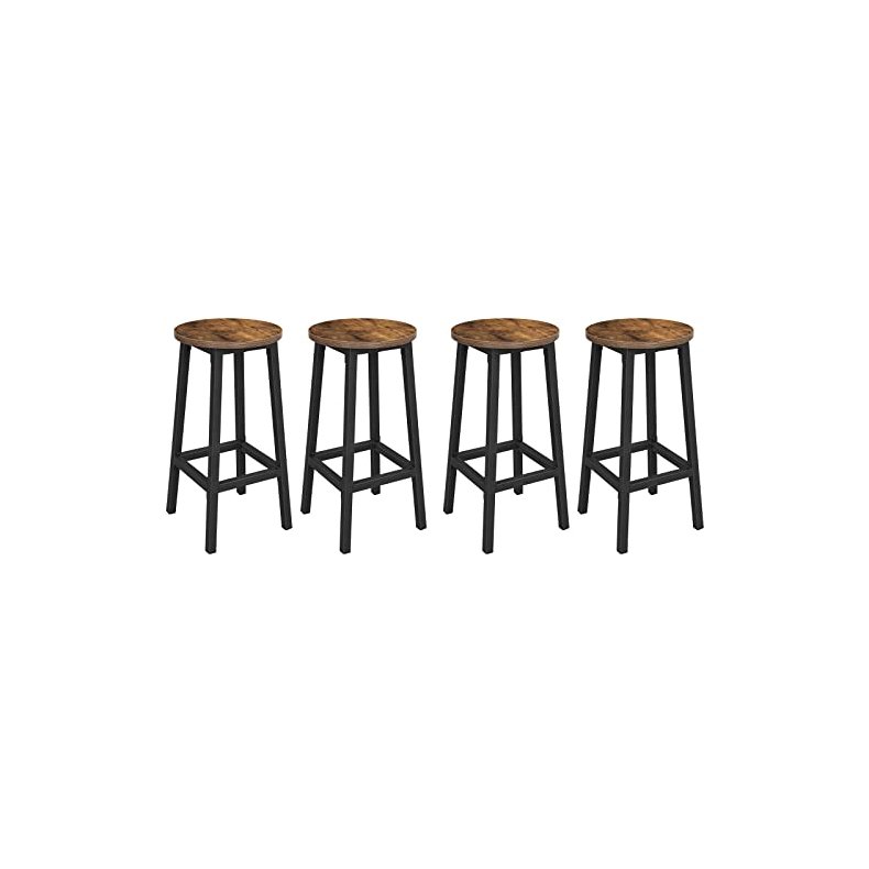 Barstol - 4 barstole med rundt sde og metalben - rustik brun