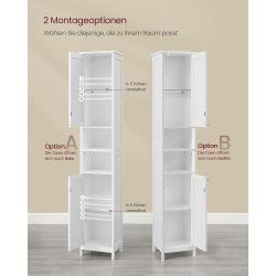 badevrelsesskab med lys, hylder og skabe - hvid 170 x 30 x 30