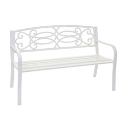 Bnk i metal - metalbnk - parkbnk i hvid pulverlakeret stl - 127 cm