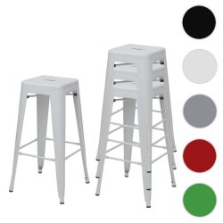 Barstol i industriel design - stabelbar barstol i metal - hvid uden ryg