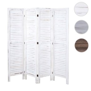 Rumdeler i antik vintage hvid tr� - skillev�g/foldesk�rm 170 x 160 cm