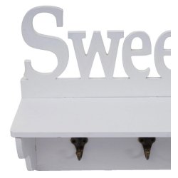 Knager�kke - v�gh�ngt med hylde og 4 knager - hvid Sweet Home 30x60x13cm
