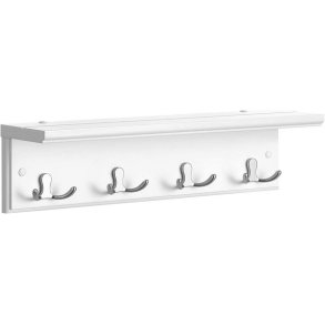 Knager�kke i tr� med hattehylde og 4 dobbeltknager - hvid