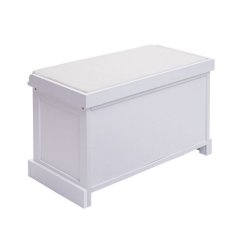 Siddeb�nk med creme hynde og 2 tr�kasser - b�nk med opbevaring - hvid