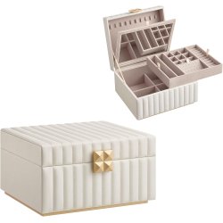 Smykkeskrin med spejl - 2 lags smykkeskrin - hvid