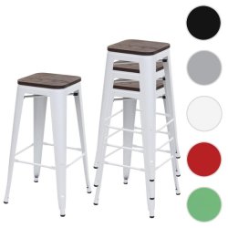 Barstole i metal med trsde - stabelbare barstole i stl - hvide uden ryg