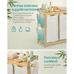 Vasketjskurve med 2 rum - 2 vasketjsposer - creme hvid