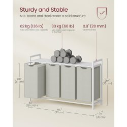 Vasketjskurve med 4 rum - 4 vasketjsposer - hvid