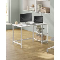 Skrivebord med 2 hylder - computerbord - hvid 120 x 60 x 75